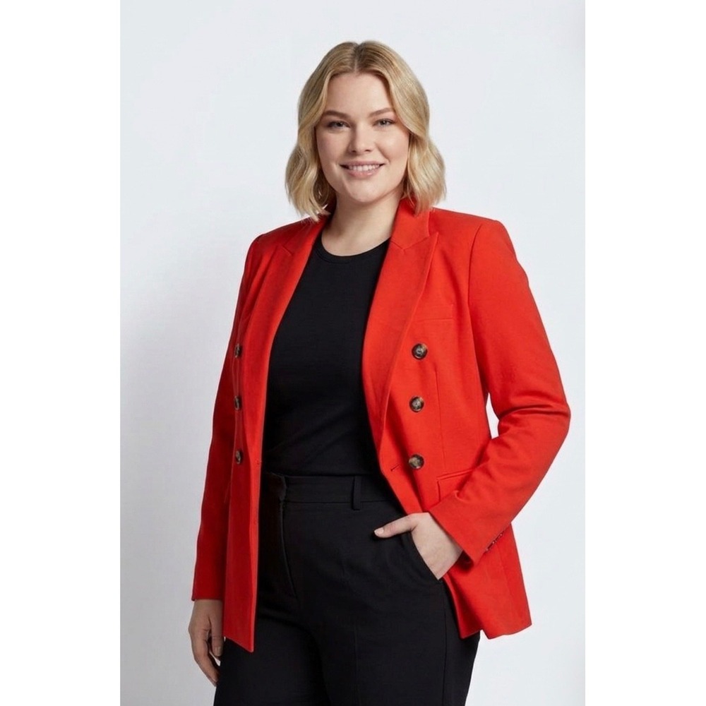 Veronica Beard Miller Blazer Womens 8 Red Excellent Double Breasted Peaked Lapel